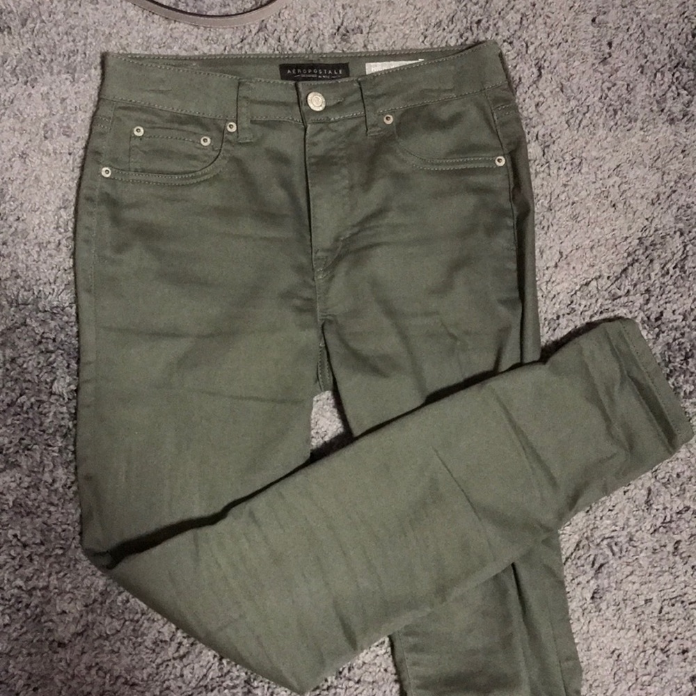 Olive green high waisted jeggings